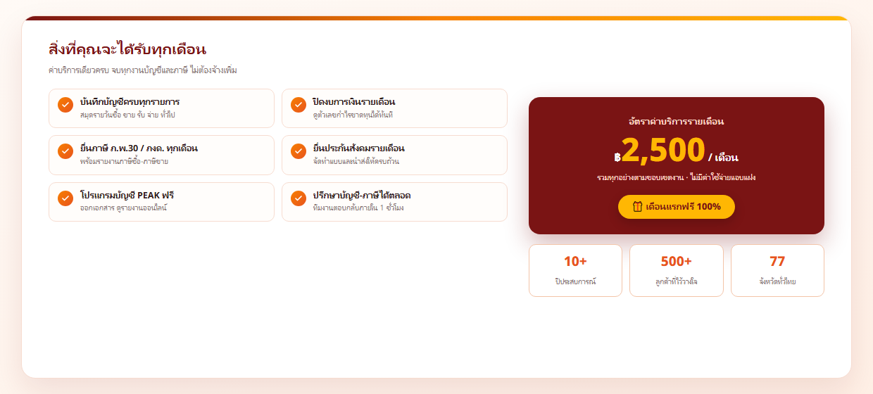 สรุปสิ่งที่ได้รับทุกเดือนจากบริการรับทำบัญชี